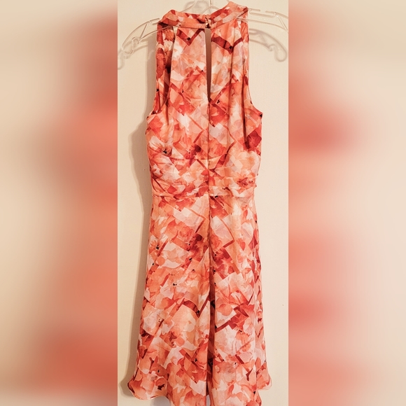Beautiful WHBM Coral Chiffon Style Dress Size 2. In Excellent condition! - Picture 2 of 3
